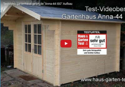Testvideo Aufbau Gartenhaus „Anna-44 ISO“