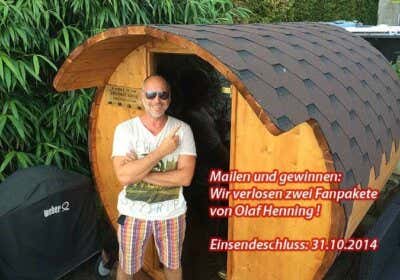 Schlagerstar Olaf Henning: die Fass-Sauna sieht top aus!