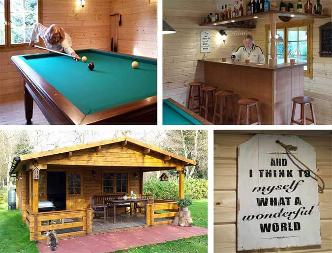 Ein Gartenhaus als Partyhaus mit Billardtisch und Theke (Aufbau / Foto-Story)