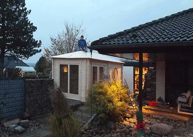 Gartensauna-aufbau: Dach