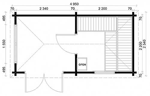 Der Grundriss des Saunahauses Pori70