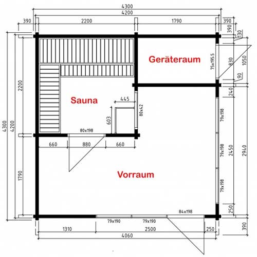 Grundriss Gartenhaus Cubus-70 E