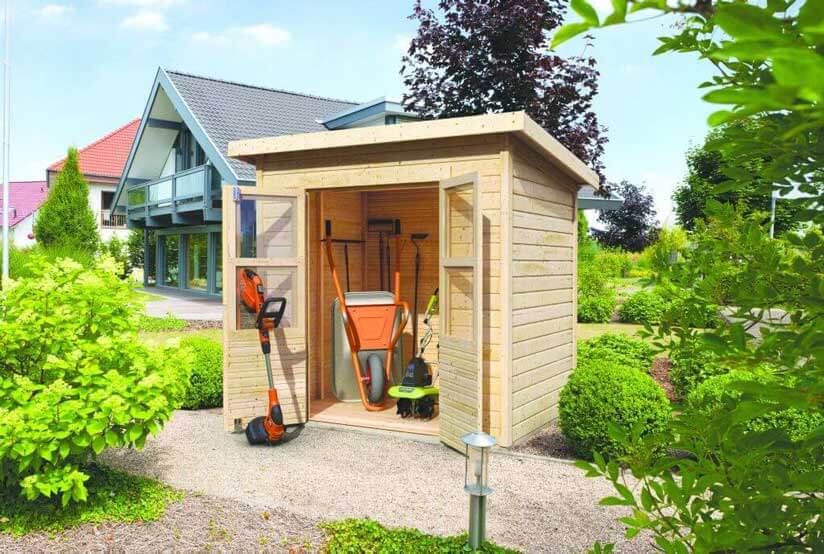 Ein Pultdach Gartenhaus von Karibu