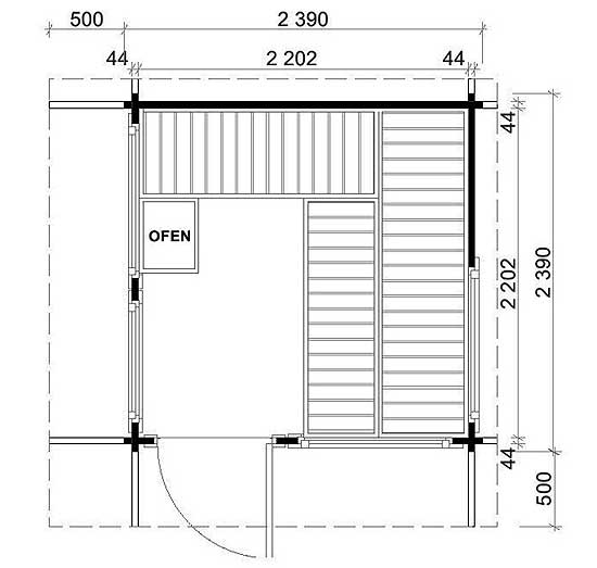 Grundriss Saunahaus Kemi und Mikelli