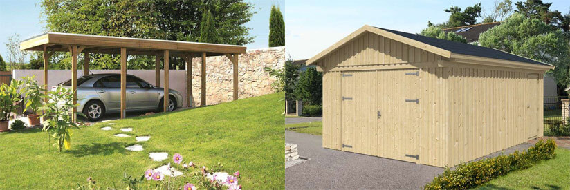 Carport und Holzgarage