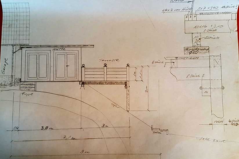 Plan Fundament am Hang