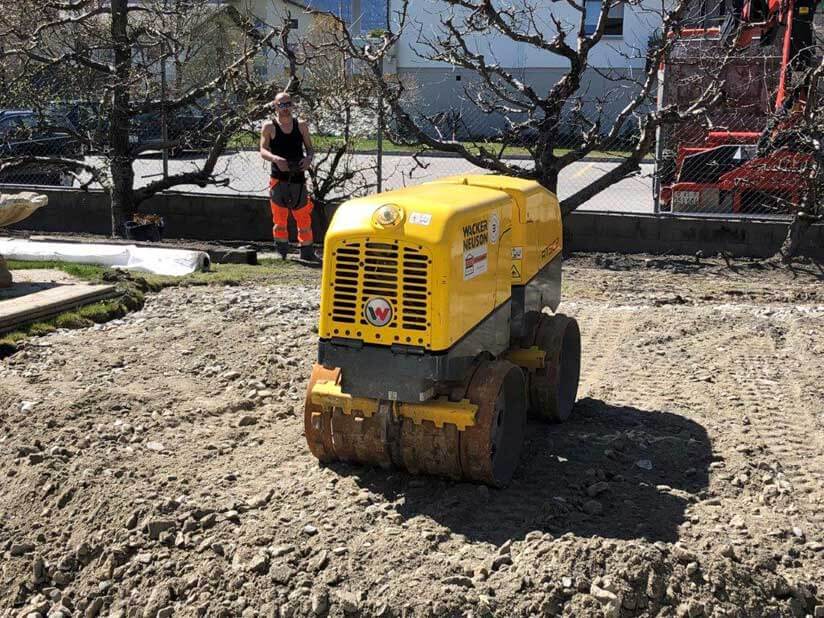 Fundament wird verdichtet