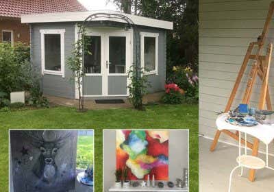 Zum Malen schön: 5-Eck-Gartenhaus Monica als Atelier