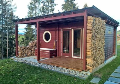 Saunahaus Genf: Aufbau & radikaler Umbau + Terrasse Saunahaus Genf-70, umgebaut