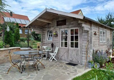 Schicke Optik: Gartenhaus Rhön im Vintage-Look Gartenhaus Rhöhn 70A Premium